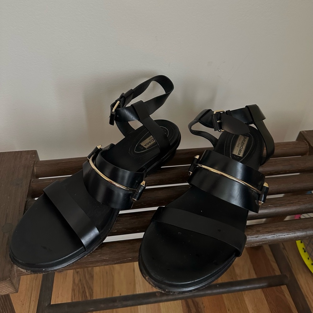 Balenciaga Black Leather Sandals